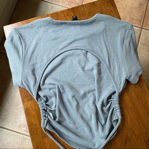Blue backless crop top baby tee